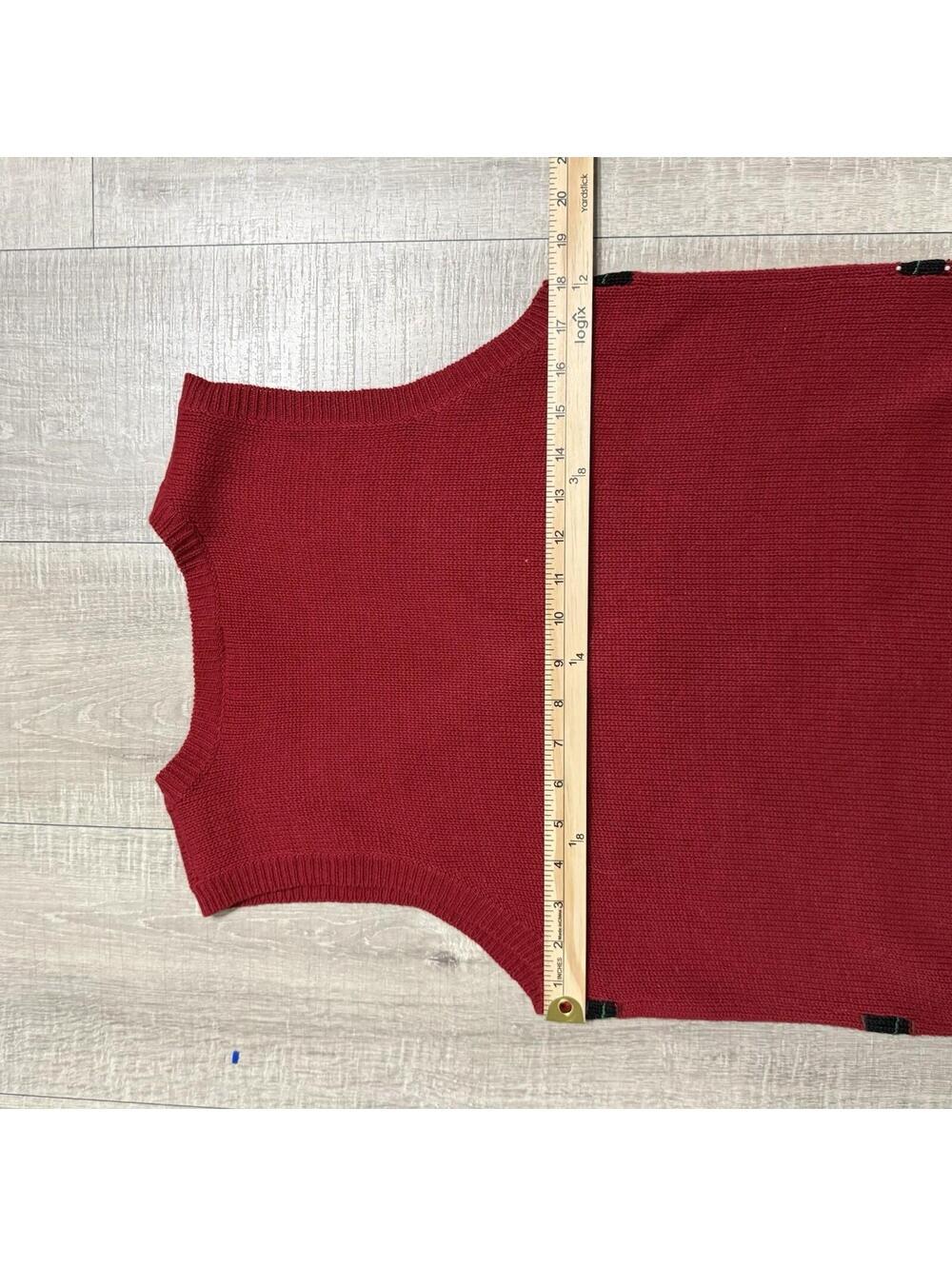 Capacity Vintage Red Knitted Christmas Sweater Vest Women Petite M Holiday Dogs - Picture 6 of 7